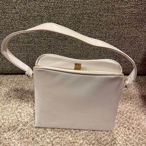 Vintage white leather clasp/evening purse